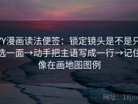 YY漫画读法便签：锁定镜头是不是只选一面→动手把主语写成一行→记住像在画地图图例